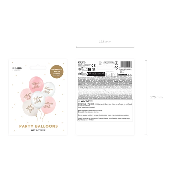 Lufi 30 cm, üdvözlünk baba, rózsaszín mix S/6