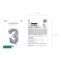 Lufi 3-as szám fólia 72 cm ezüst