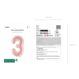 Lufi 3-as szám fólia 72 cm világos rózsaszín