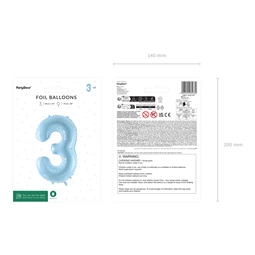 Lufi 3-as szám fólia 72 cm világoskék