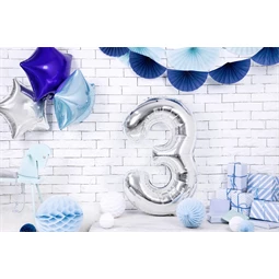 Lufi 3-as szám fólia 86 cm ezüst