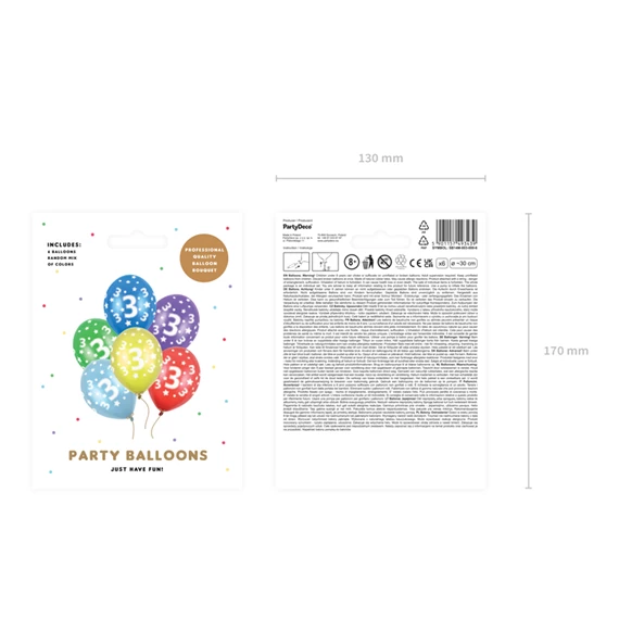 Lufi erős 3. születésnap 30 cm fémes mix S/6