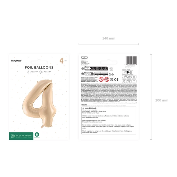 Lufi 4-es szám fólia 72 cm bézs