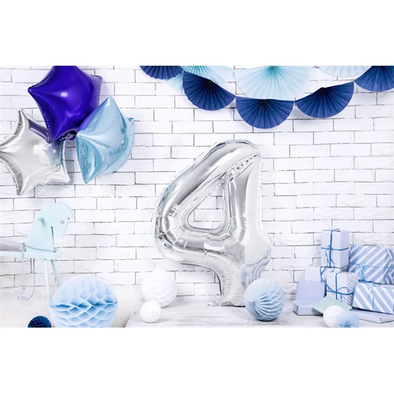 Lufi 4-es szám fólia 86 cm ezüst