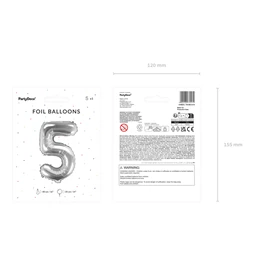 Lufi 5-ös szám fólia 35 cm ezüst