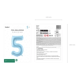 Lufi 5-ös szám fólia 72 cm világoskék