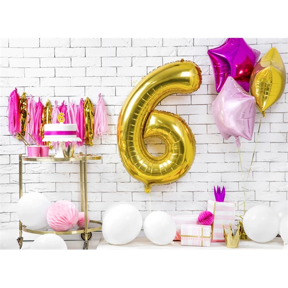 Lufi 6-os szám fólia 86 cm arany