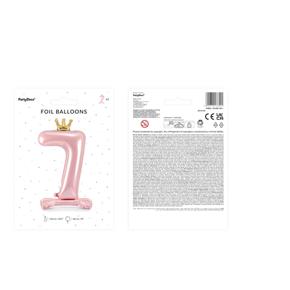 Lufi 7-es szám álló fólia 84 cm világos rózsaszín