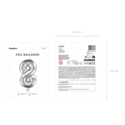 Lufi 8-as szám fólia 35 cm ezüst