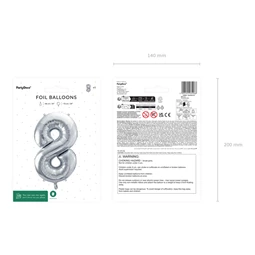 Lufi 8-as szám fólia 72 cm ezüst
