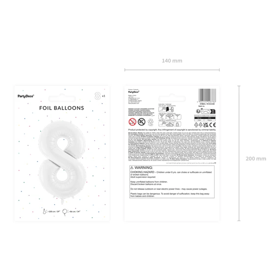 Lufi 8-as szám fólia 86 cm fehér