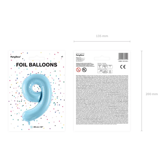 Lufi 9-es szám fólia 86 cm világoskék