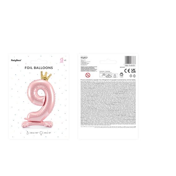 Lufi 9-es szám álló fólia 84 cm világos rózsaszín