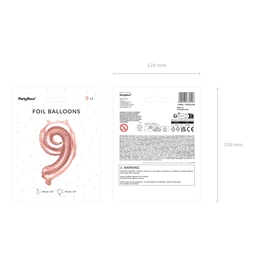 Lufi 9-es szám fólia 35 cm rózsaarany