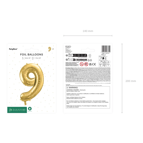 Lufi 9-es szám fólia 72 cm világos arany