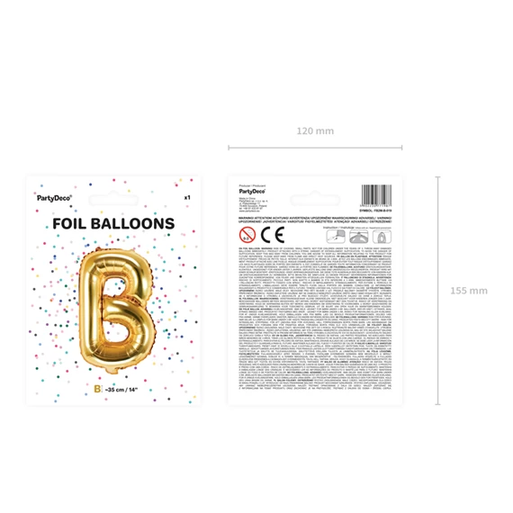 Lufi b betű fólia 35 cm arany