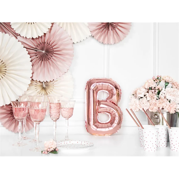 Lufi b betű fólia 35 cm rózsaarany