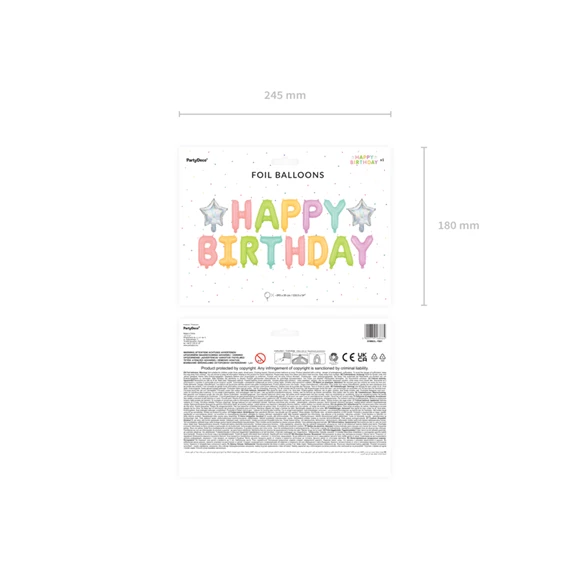 Lufi boldog születésnapot fólia 395x35 cm mix