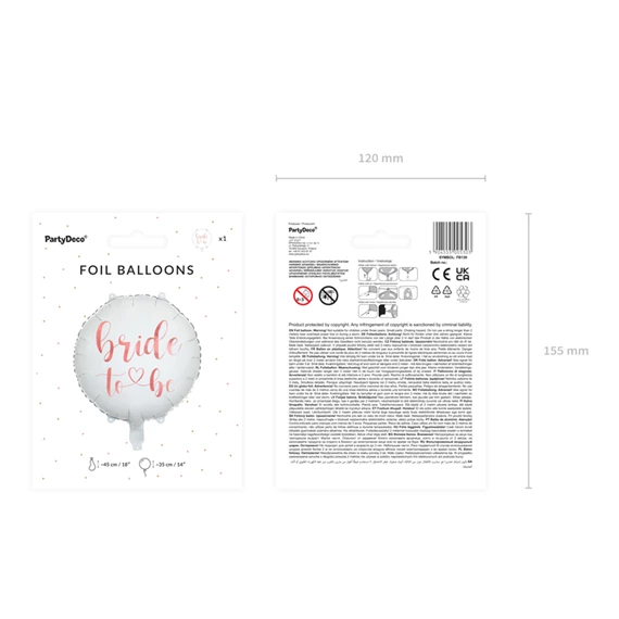 Lufi bride to be fólia 45 cm fehér