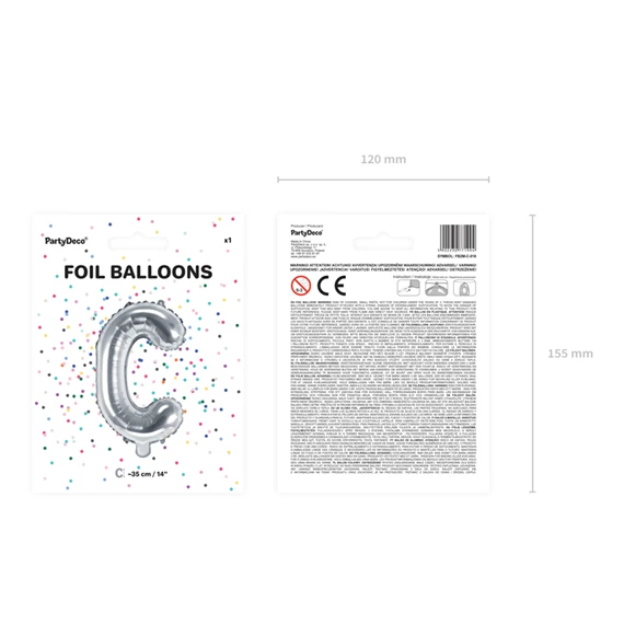 Lufi c betű fólia 35 cm ezüst