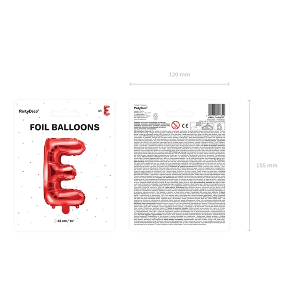 Lufi e betű fólia 35 cm piros