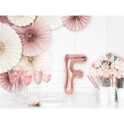 Lufi f betű fólia 35 cm rózsaarany