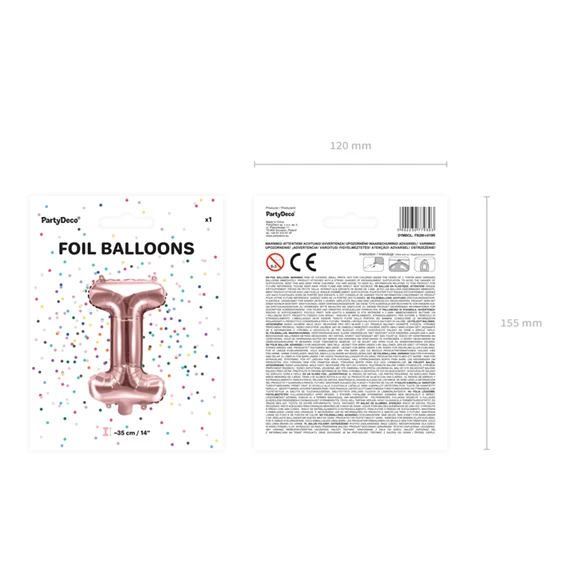 Lufi i betű fólia 35 cm rózsaarany