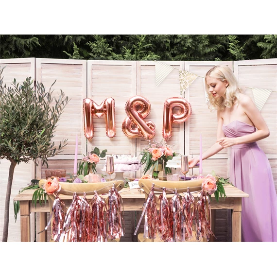 Lufi m betű fólia 35 cm rózsaarany