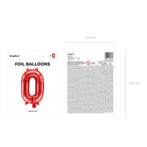 Lufi o betű fólia 35 cm piros