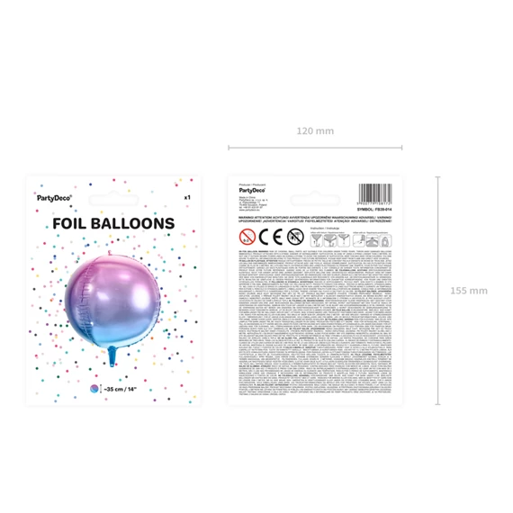 Lufi ombre gömb fólia lila és kék 35 cm