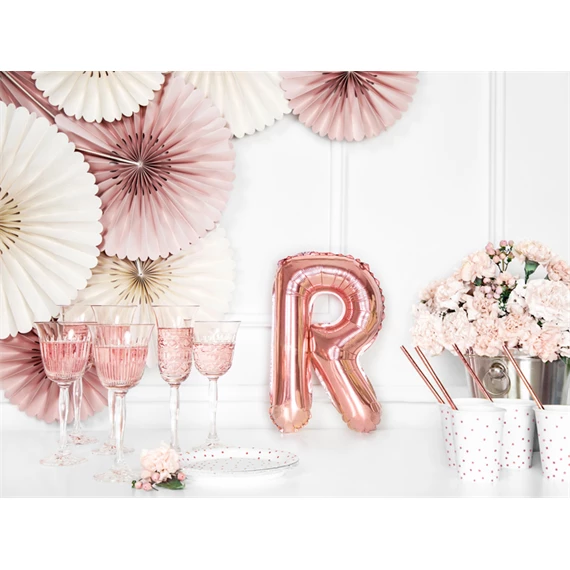 Lufi r betű fólia 35 cm rózsaarany