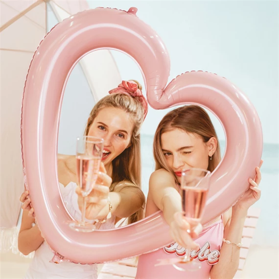 Lufi szív keret fólia 86x83,5 cm világos rózsaszín