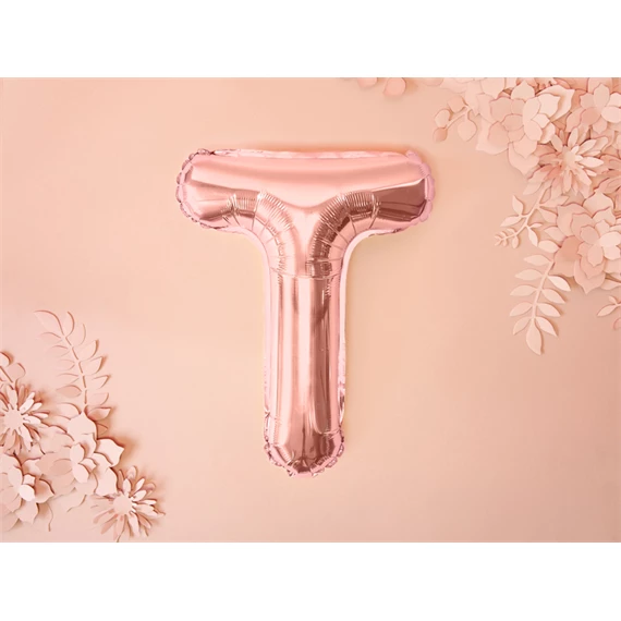 Lufi t betű fólia 35 cm rózsaarany