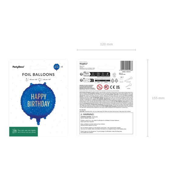 Lufi tábla Boldog születésnapot 35x35 cm sötétkék