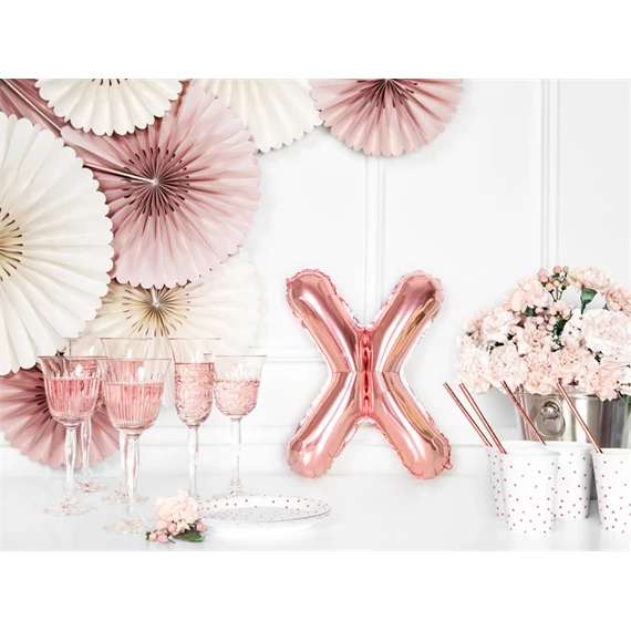 Lufi x betű fólia 35 cm rózsaarany