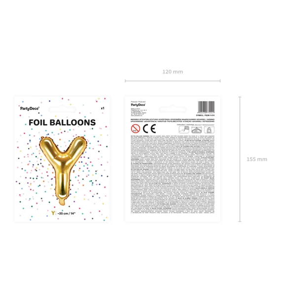 Lufi y betű fólia 35 cm arany