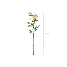 Művirág - rózsa két bimbóval, 55 cm, világos púderrózsaszín