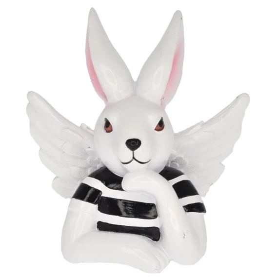 Nyúl csíkos pólóban, szárnyakkal 9,9x6,5x10,3 cm