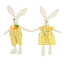 Nyúl fiú, lány kockás ruhában, akasztós 25 cm 2 féle
