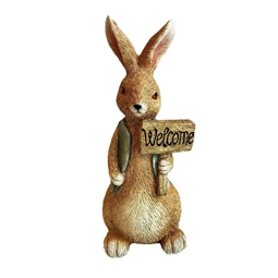 Nyúl mellényben, "Welcome" táblával 17,3x14,9x42 cm