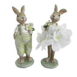 Nyúl sziromruhában, kantárosnadrágban fekvő 4x4x12 cm 2féle