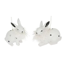 Nyúl tollal, pöttyös 7,5x5,5x10 cm 2 féle