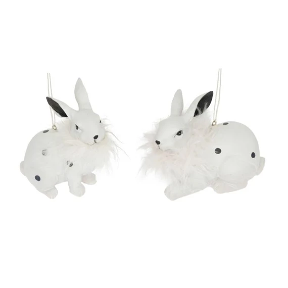 Nyúl tollal, pöttyös 7,5x5,5x10 cm 2 féle