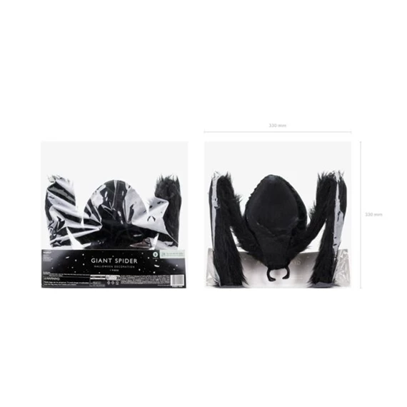 Óriáspók szőrös műanyag 21,5x13 cm fekete