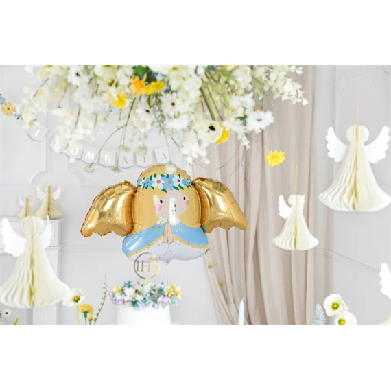 Papír dekoráció méhsejt angyal, elefántcsont, 24 cm