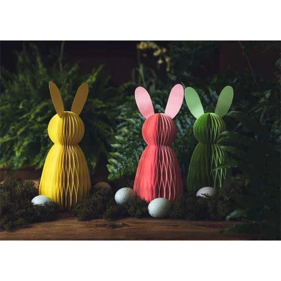 Papír dekoráció méhsejt nyuszi rózsaszín 30 cm