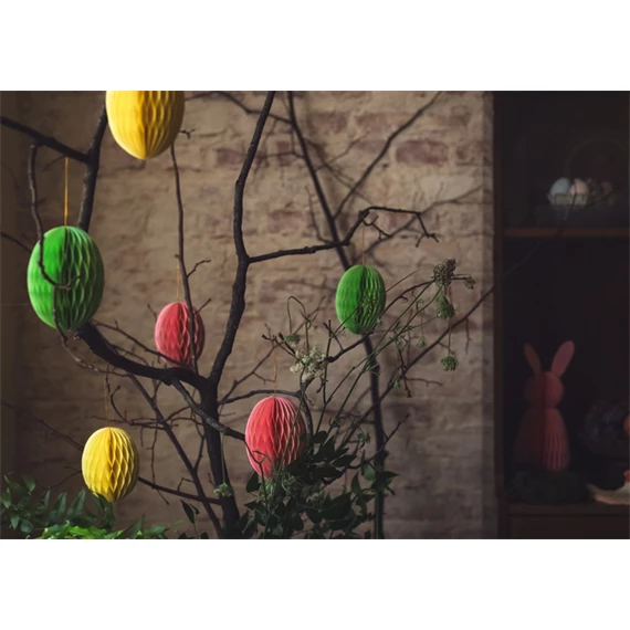 Papír dekoráció méhsejt tojás világos zöld 12 cm