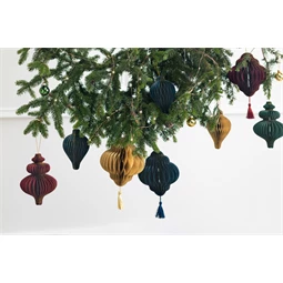 Papír méhsejt dekorációs lámpás tengerészkék 13,2x15 cm