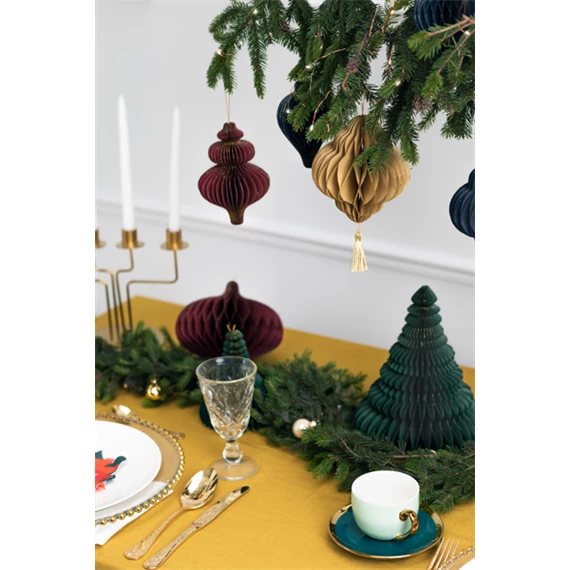 Papír méhsejt dísz csepp, bézs, 8x12 cm