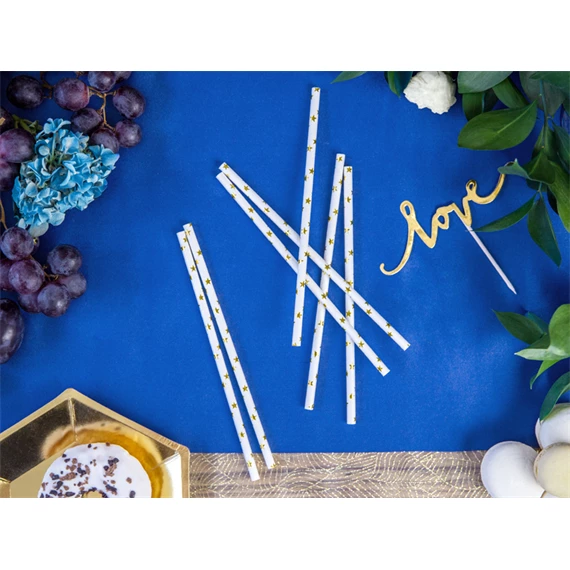 Papír szívószálak arany 19,5 cm S/10